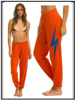 BOLT SWEATPANTS - ORANGE // BLUE sold by Aviator Nation